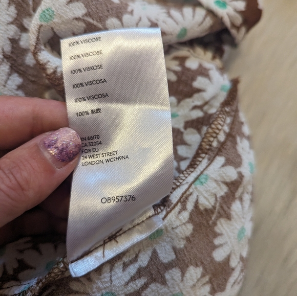 Free People electric daisy brown, white and green swing dress size 8 - Picture 9 of 9
